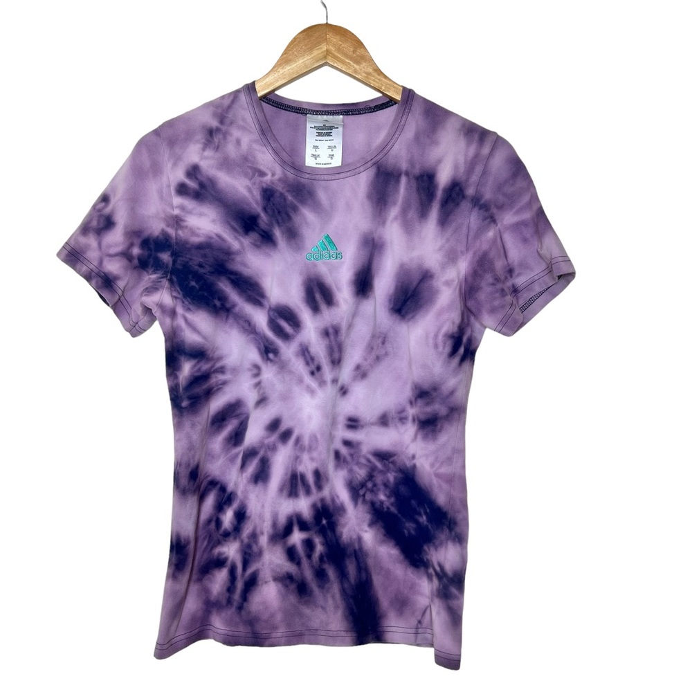 Y2K/Vintage Upcycled Tie-Dye Adidas Crewneck T-Shirt Navy Blue Size Large